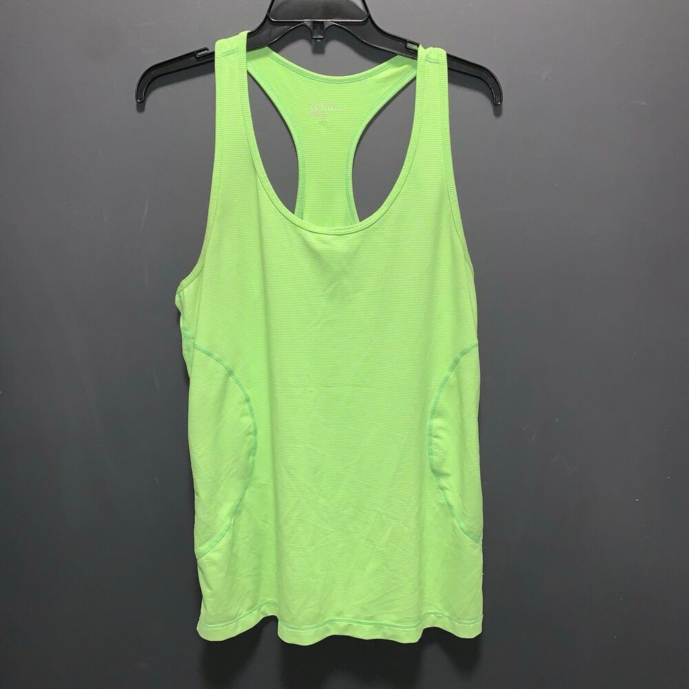 Zella Tank Top Womens XL Neon Green Stripe